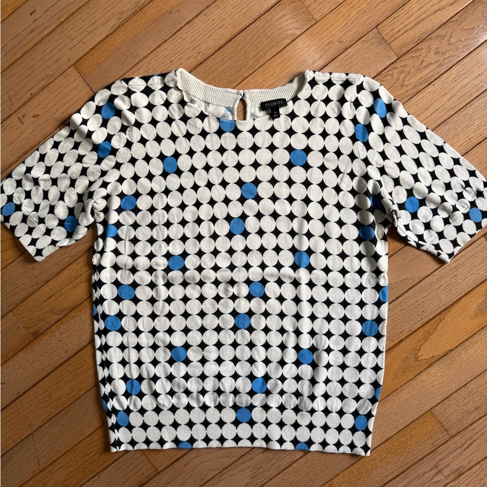 Talbots Geometric Patterned Short Sleeve Sweater - image 1